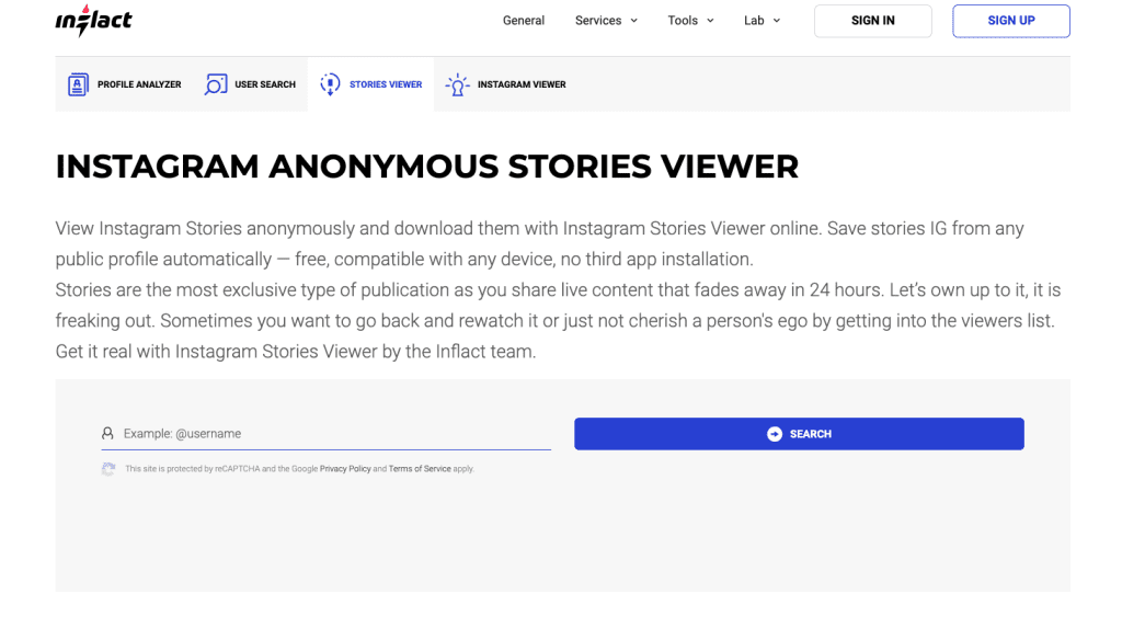 inflact instagram stories viewer