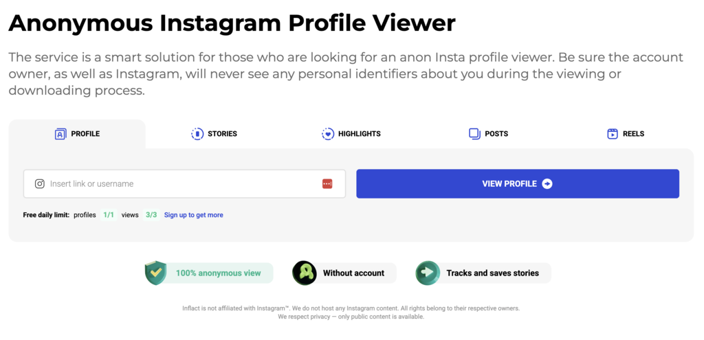 Free Instagram account viewer: Inflact