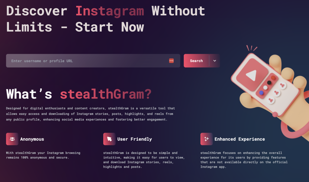 Free Instagram account viewer: SlealthGram