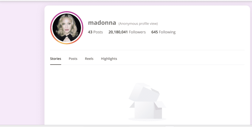 Screenshot of Madonna’s Instagram profile picture only, nothing else visible.